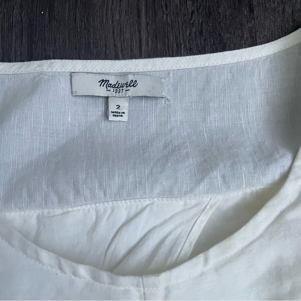 Madewell Ivory Cream Eyelet Sleeveless Mini Open Back Overlay Dress.(2) - Picture 4 of 11